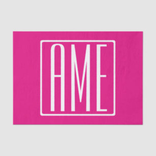 Papel De Seda Monograma inicial   Blanco Sobre Rosa Caliente