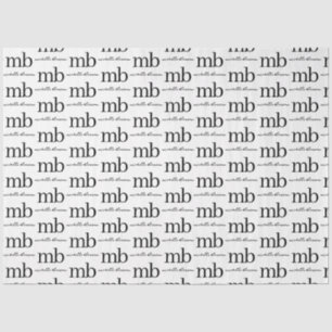 Papel De Seda Monograma inicial de moda en blanco negro moderno