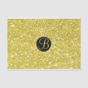 Papel De Seda Monograma Inicial Glam Brillante Destello Amarillo