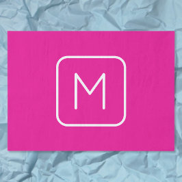 Papel De Seda Monograma inicial simple y moderno | Blanco y rosa