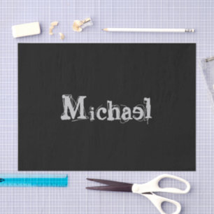Papel De Seda Monograma minimalista moderno nombre negro blanco
