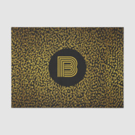 Papel De Seda Monograma moderno de puntos dorados negro