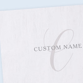 Papel De Seda Monograma moderno elegante | Gris y blanco (editab