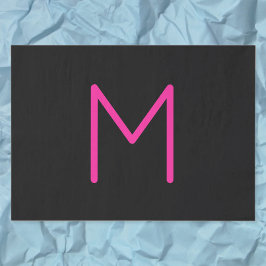 Papel De Seda Monograma moderno rosa y negro editable