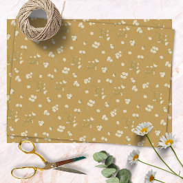 Papel De Seda Monograma Patrón floral de margarita blanca