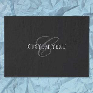 Papel De Seda Monograma personalizable elegante Negro Gris Bla