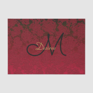 Papel De Seda Monograma Red Gold Black Winter navidades