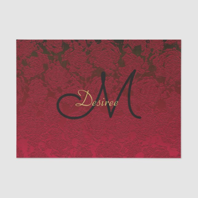 Papel De Seda Monograma Red Gold Black Winter navidades (Anverso)