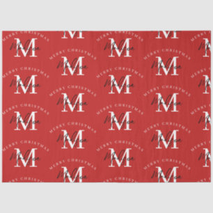Papel De Seda Monograma rojo navideño personalizado
