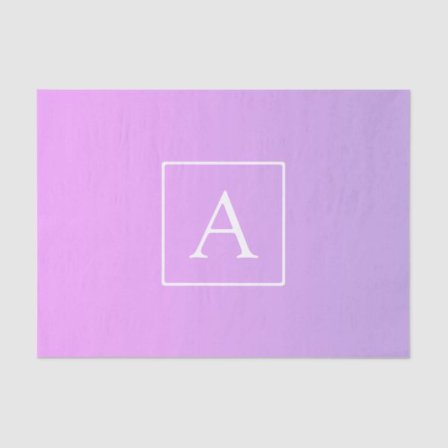 Papel De Seda Monograma simple | Ombre rosa/morado sutil (Anverso)