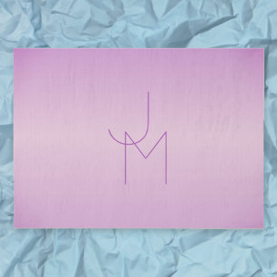 Papel De Seda Monograma superpuesto único Rosa lavanda suave