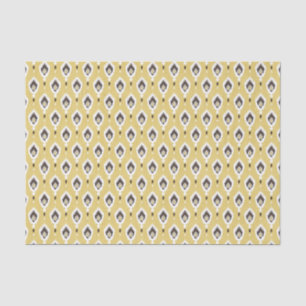Papel De Seda Monograma tribal del modelo del ikat amarillo