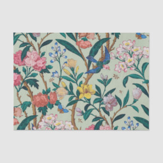 Papel De Seda Monograma verde de ondulación floral vintage de Co