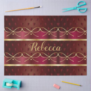 Papel De Seda Monograma Vintage Burgundy Color Lujo Decoración D
