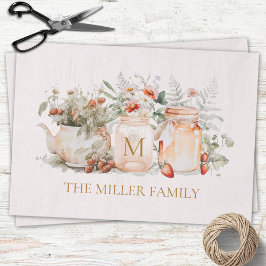 Papel De Seda Monogrammed Forest Floral Botanical Family Name