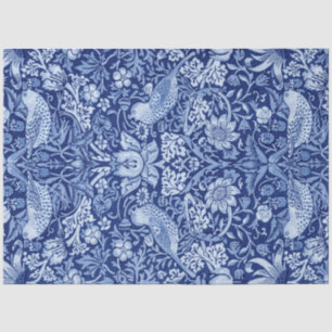 Papel De Seda Monotona azul de fresa, William Morris