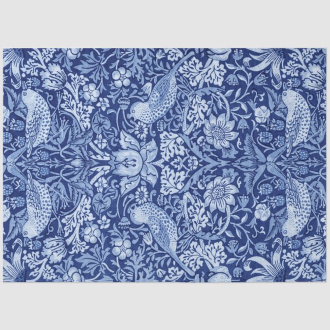 Papel De Seda Monotona azul de fresa, William Morris (Anverso)