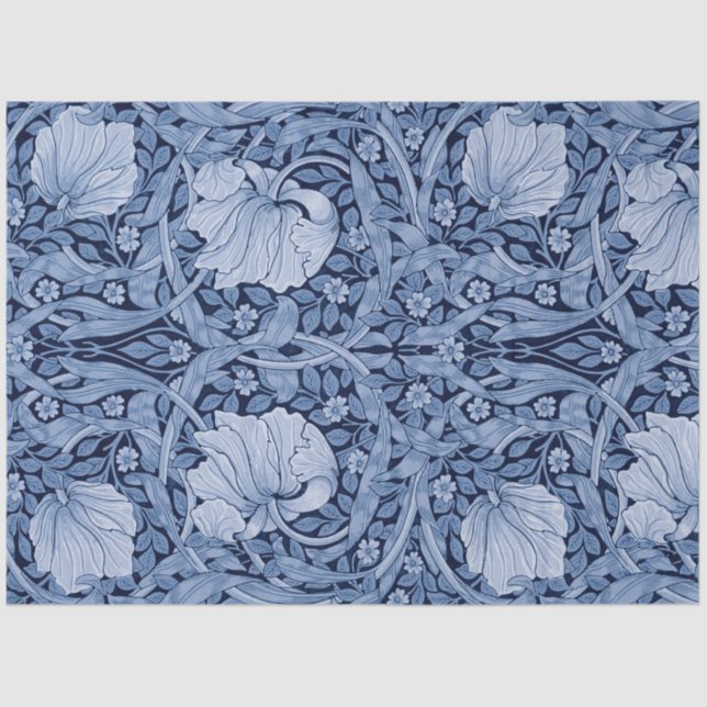 Papel De Seda Monotona azul impernel. William Morris (Anverso)