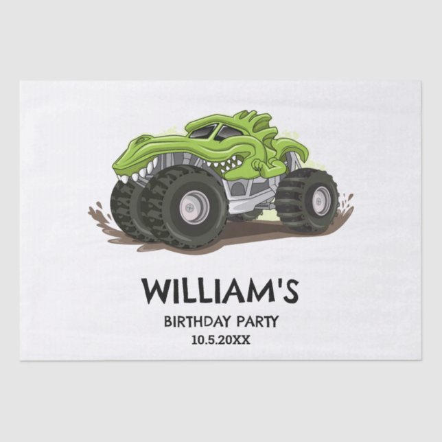 Papel De Seda Monster Truck Partido de Cumpleaños Niños Mínimos  (Anverso)
