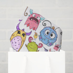 Papel De Seda Monstruos Felices Pequeños 