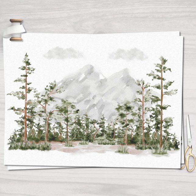 Papel De Seda Montaña acuarela y bosque (In situ)
