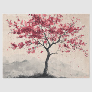 Papel De Seda Montaña Serenidad Crimson Sakura (2)