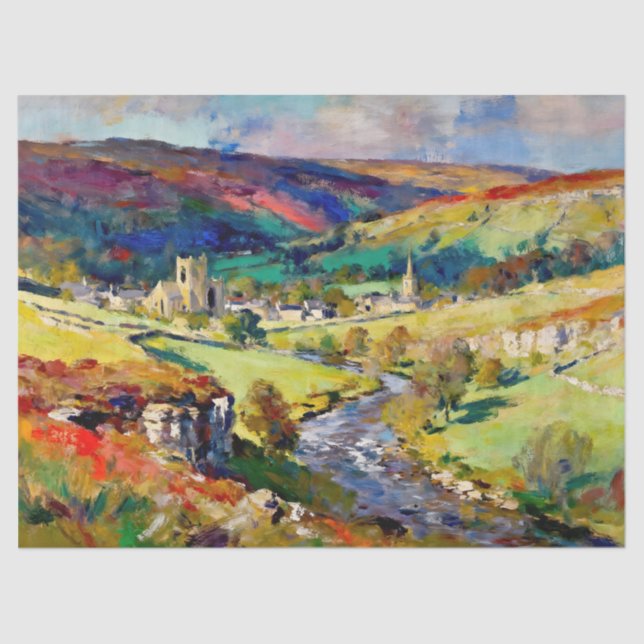 Papel De Seda Montañas Rolling, murallas tranquilas - Paisaje de (Anverso)