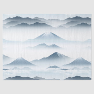 Papel De Seda Montañas Tranquilas Nieve Azul Blanco Escena