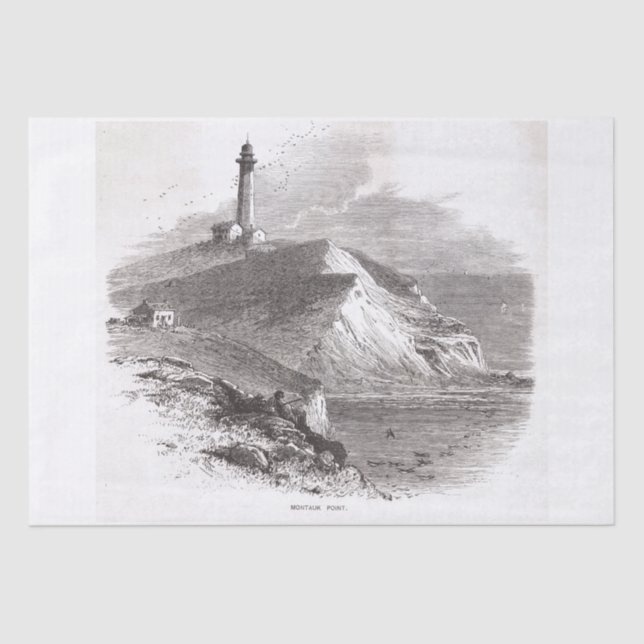 Papel De Seda Montauk Point Lighthouse Hamptons Long Island NY (Anverso)