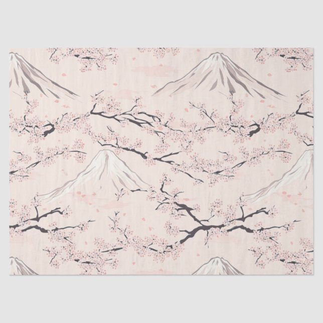 Papel De Seda Monte Fuji con Flores de Cerezo – Japonés (Anverso)