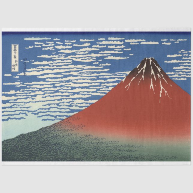 Papel De Seda Monte Fuji en clima transparente (Fuji rojo) (Hoku (Anverso)