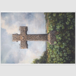 Papel De Seda Monumento de Cruz Ornata Tréboles Shamrocks Decoup