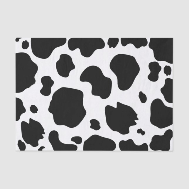 Papel De Seda Moo Cow Spots Print Black & White Birday Party (Anverso)