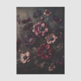 Papel De Seda Moody Anemone Blooms Arte Botánico Floral Vintage