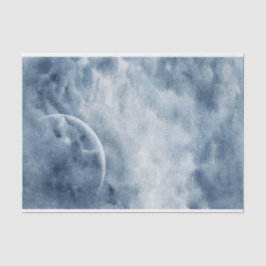 Papel De Seda Moody azul acuarela cielo estrellas luna creciente