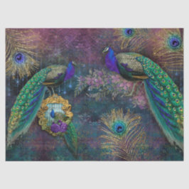 Papel De Seda Moody Elegant Peacock Feather Purpurina Decoupage