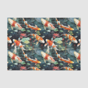 Papel De Seda Moody Koi Fish Garden Decoupage