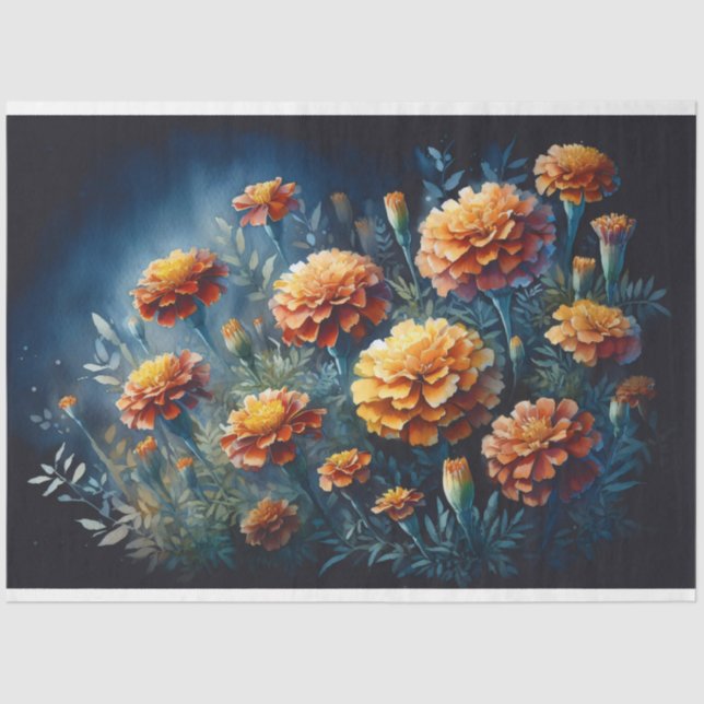Papel De Seda Moody Marigolds Watercolor Flowpage (Anverso)