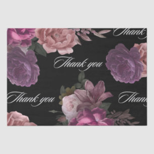 Papel De Seda Moody oscuro acuarela floral negro Bridal Shower