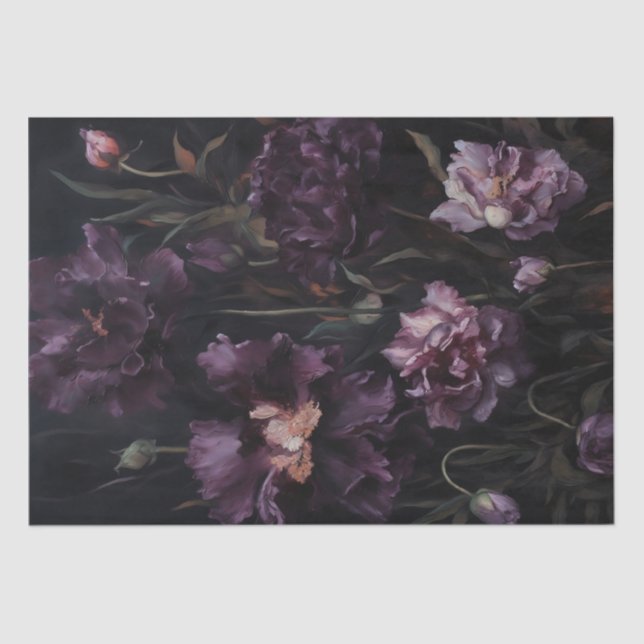 Papel De Seda Moody Purple Lilies Florals Decoupage Gift Wrap (Anverso)