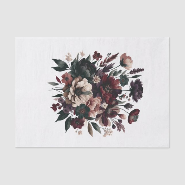 Papel De Seda Moody Rustic Garden Florals Boda bohemio (Anverso)