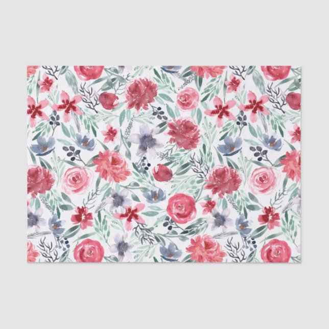 Papel De Seda Moody Watercolor Florals (Anverso)