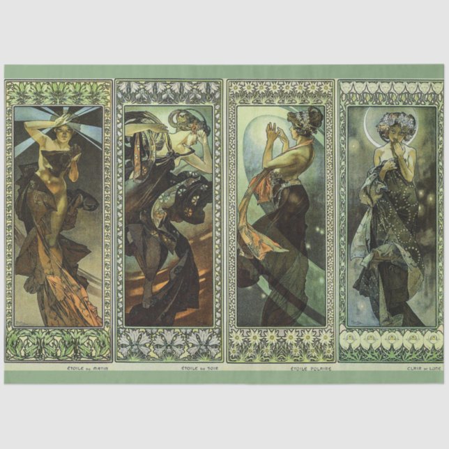 Papel De Seda Moon and Stars by Alphonse Mucha (Anverso)