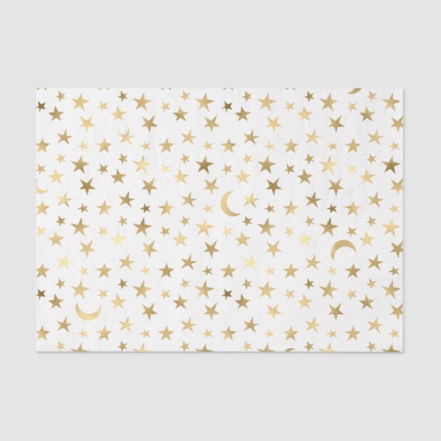 Papel De Seda Moon de oro de Relieve metalizado falso y estrella (Anverso)