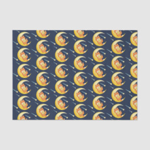 Papel De Seda Moon Galaxy Guay Naranja Cat Stars Space