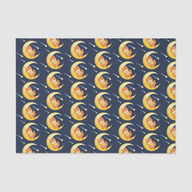 Papel De Seda Moon Galaxy Guay Naranja Cat Stars Space (Anverso)