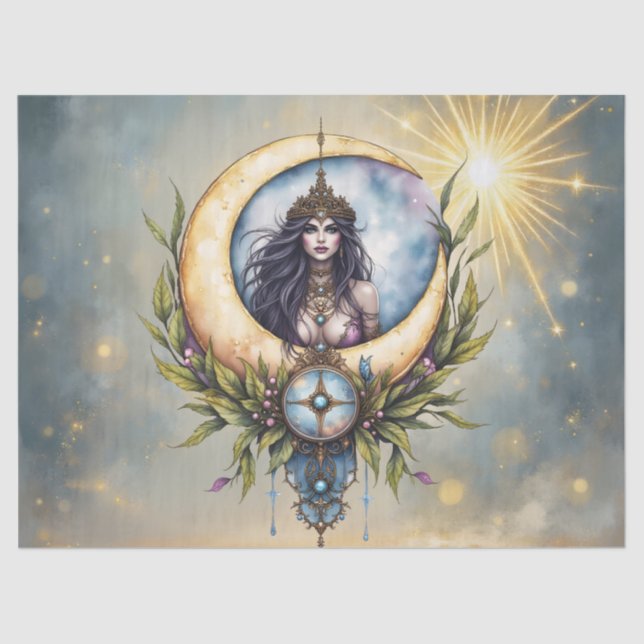 Papel De Seda Moon Priestess – Keeper of the Celestial Balance.  (Anverso)