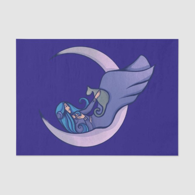 Papel De Seda Moon Witch MoonChild Pagan Wicca Art (Anverso)
