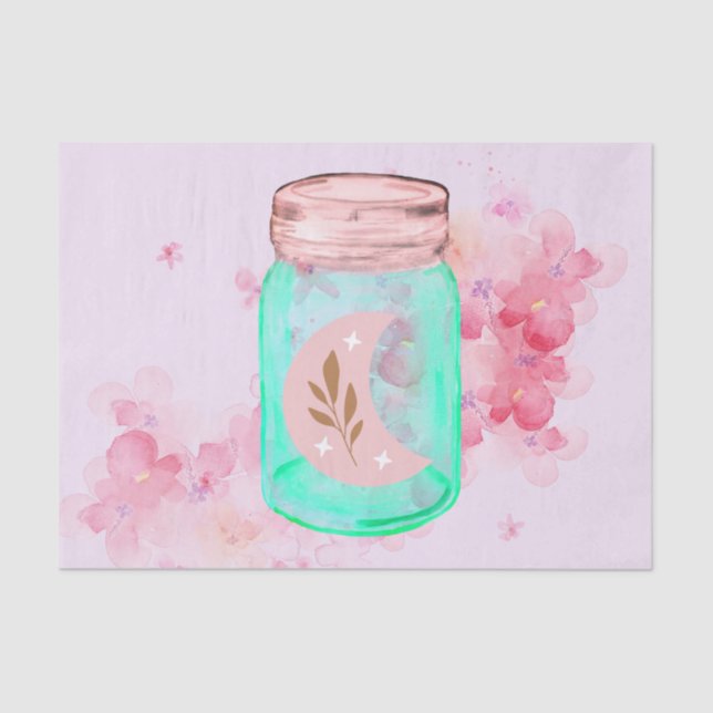 Papel De Seda Moonbeam Mason Jar Decoupage (Anverso)