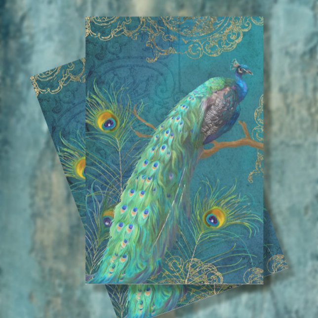 Papel De Seda Moonlight Peacock n Feathers Verde azulada Gold De (Subido por el creador)